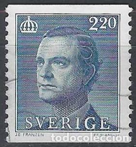 Sellos: SUECIA 1988 - REY CARLOS GUSTAVO XVI, VERDE AZULADO - USADO