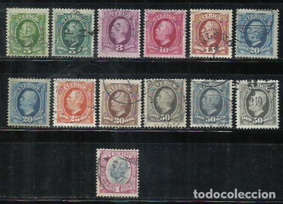 Sellos: 9309G-SUECIA SERIE COMPLETA 1891 N&ordm; 41/59A REY OSCAR II CLASICOS SELLOS ANTIGUOS. SERVIGE