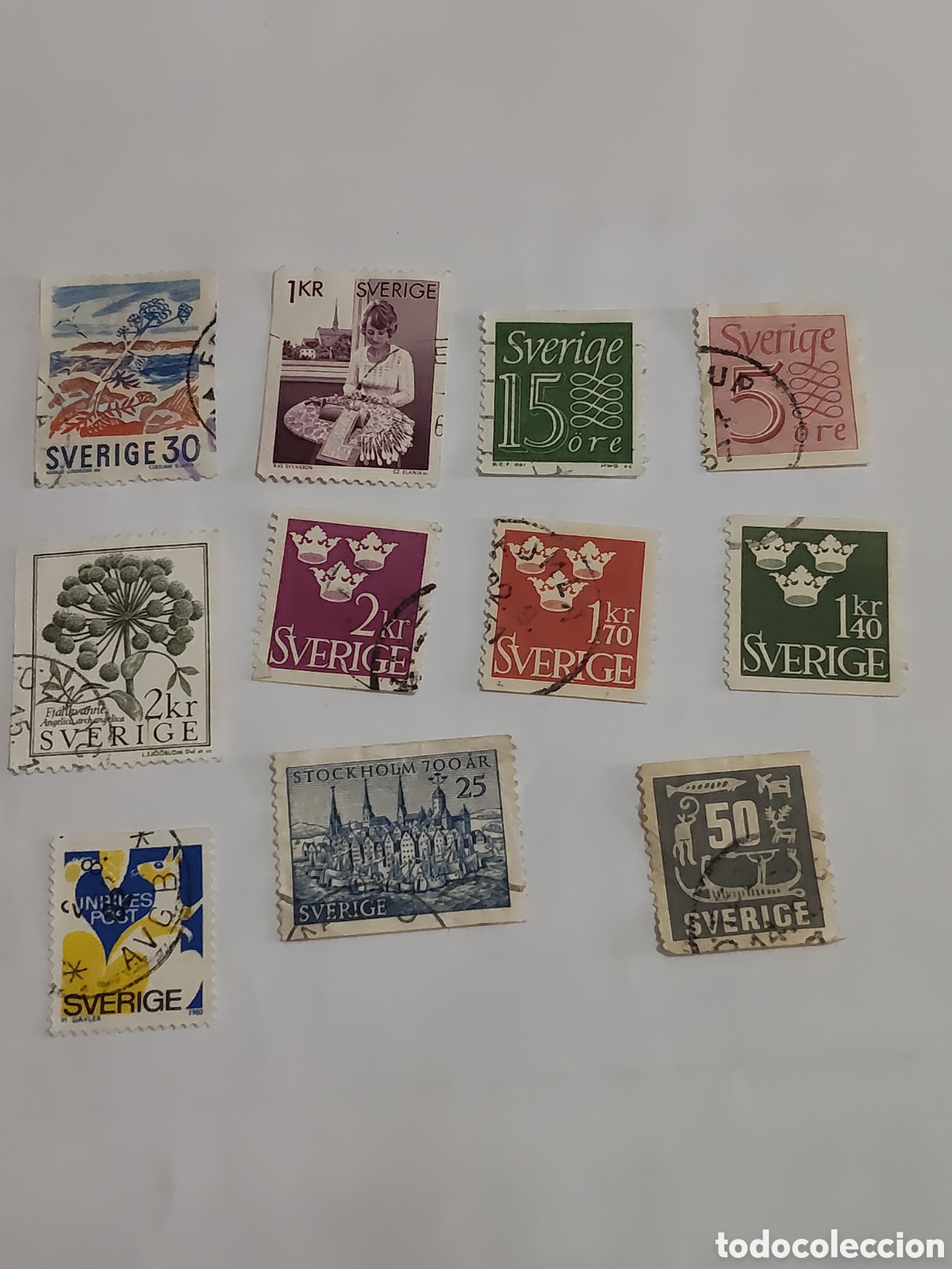 Sellos: 11 sellos variados de Suecia