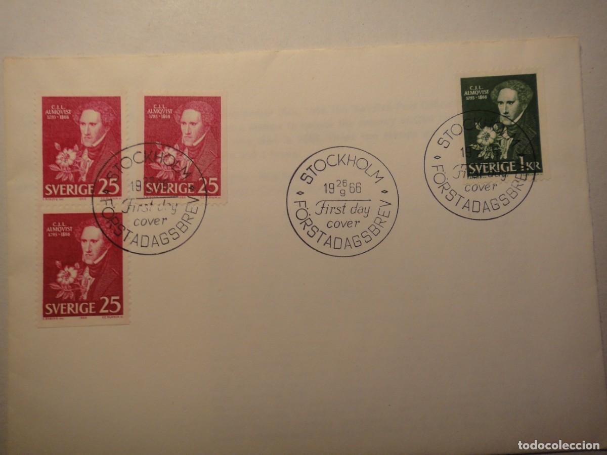 Sellos: Suecia, sobre 1&ordm; d&iacute;a con serie del grabador Slania, a&ntilde;o, 1966, ref 6836