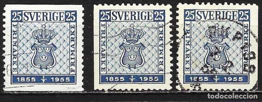 Sellos: Suecia 1955 - Mi 402A + 402 Dl/Dr - YT 395 + 395a - Escudo de armas nacional