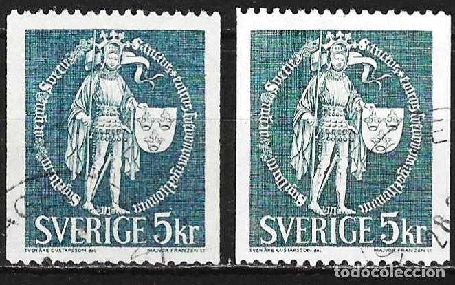 Sellos: Suecia 1970/76 - Mi 671x & 671y - YT 653 & 653a - Sello del rey Erik IX
