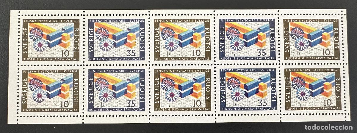 Sellos: Suecia 1967 Mi. 584-585 emisi&oacute;n conjunta colonos finlandeses cuadernillo