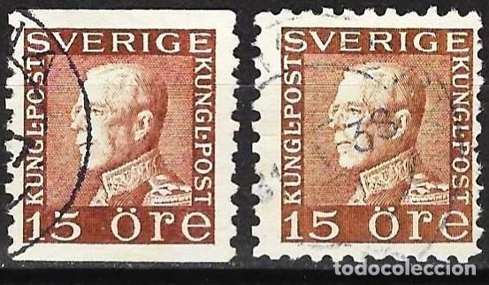 Sellos: Suecia 1936 - Mi 180II WA y 180II WB - YT 211 y 211a - El Rey Gustavo V