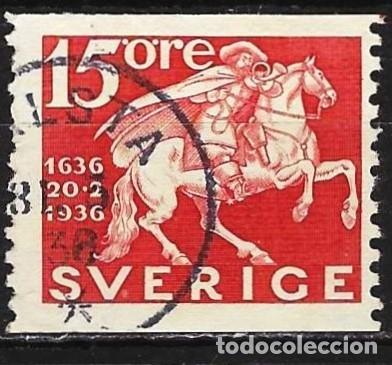 Sellos: Suecia 1936 - Mi 229A - YT 237 - Cartero a caballo