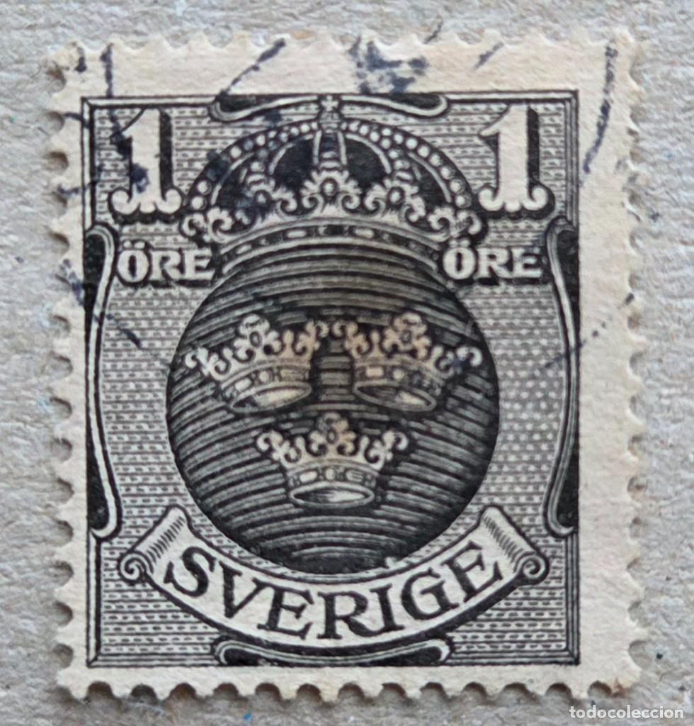 Sellos: 1910. SUECIA. 55. Escudo real sueco en tiempos de Gustavo V. Usado.