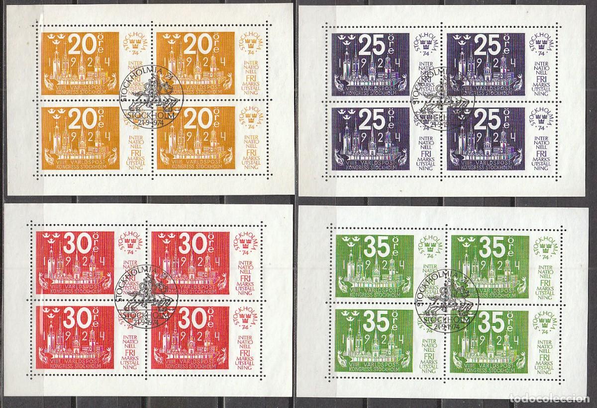 Francobolli: SUECIA IVERT HOJAS BLOQUE N&ordm; 2/5, STOCKHOLMIA 1974, USADO MATASELLO EMISION