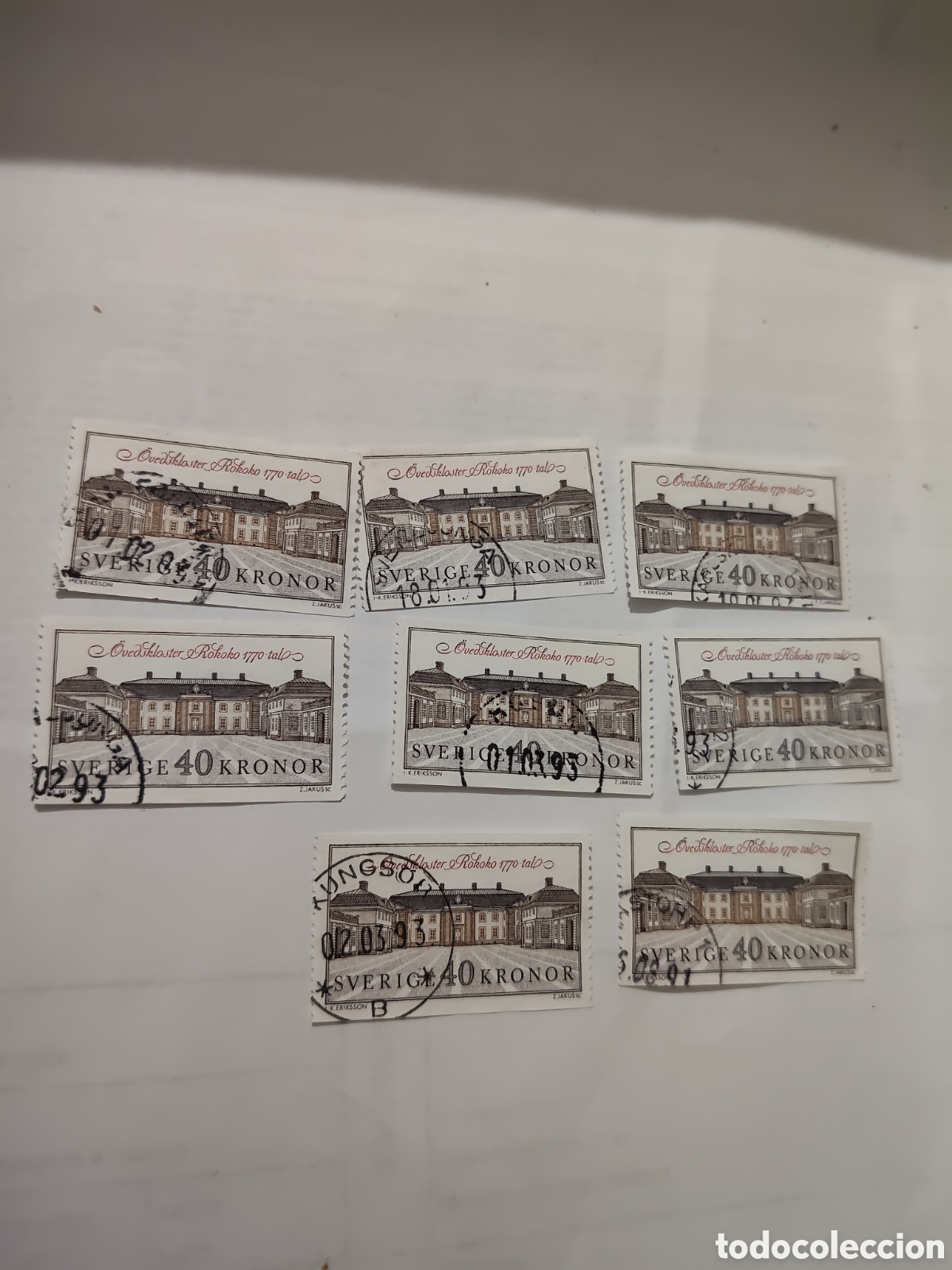 Sellos: 8 sellos de Suecia Palacio de Ovedsklooster 1991