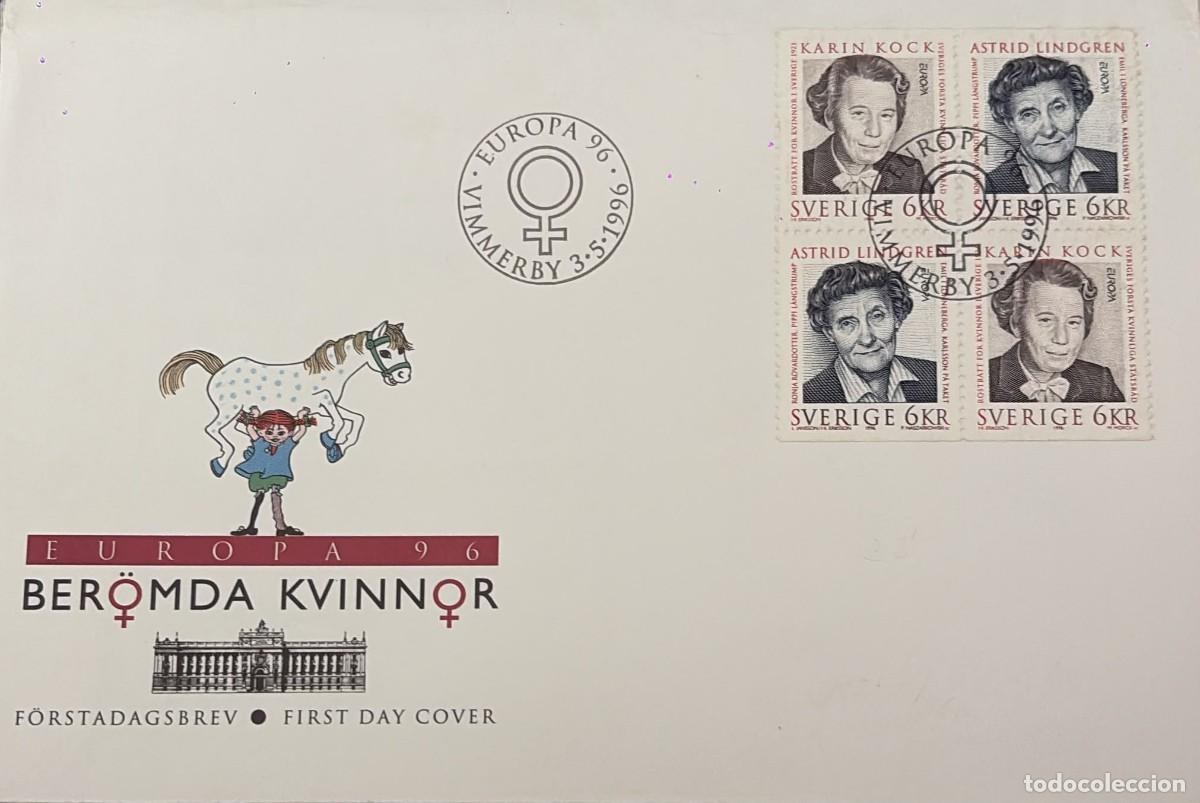 Sellos: TS.)1996, SWEDEN, SPECIAL FIRST DAY COVER, EUROPA CEPT (FAMOUS WOMEN), PRE-PRINTED WITH AN ILLUSTRAT