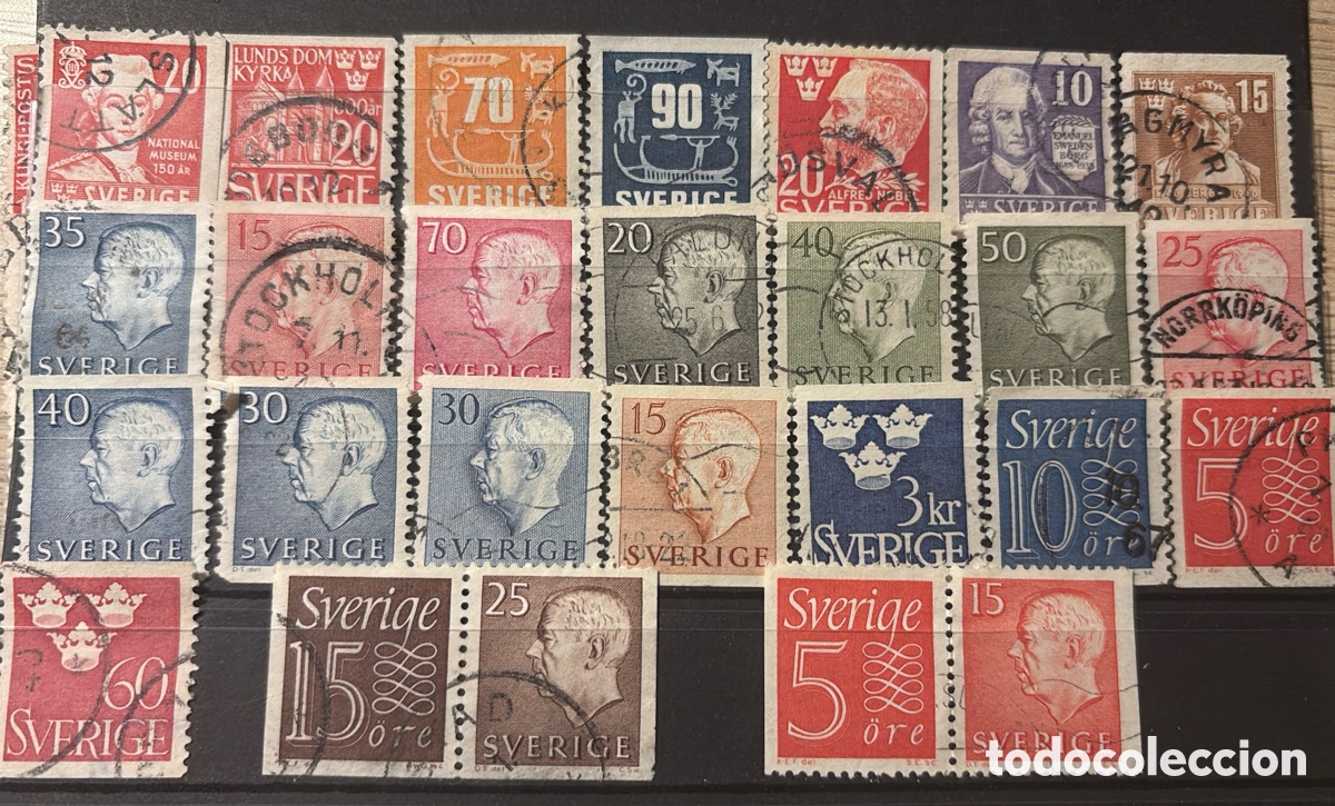 Sellos: Lote Sellos Suecia Sverige 1936- 1965 100 unidades Usados