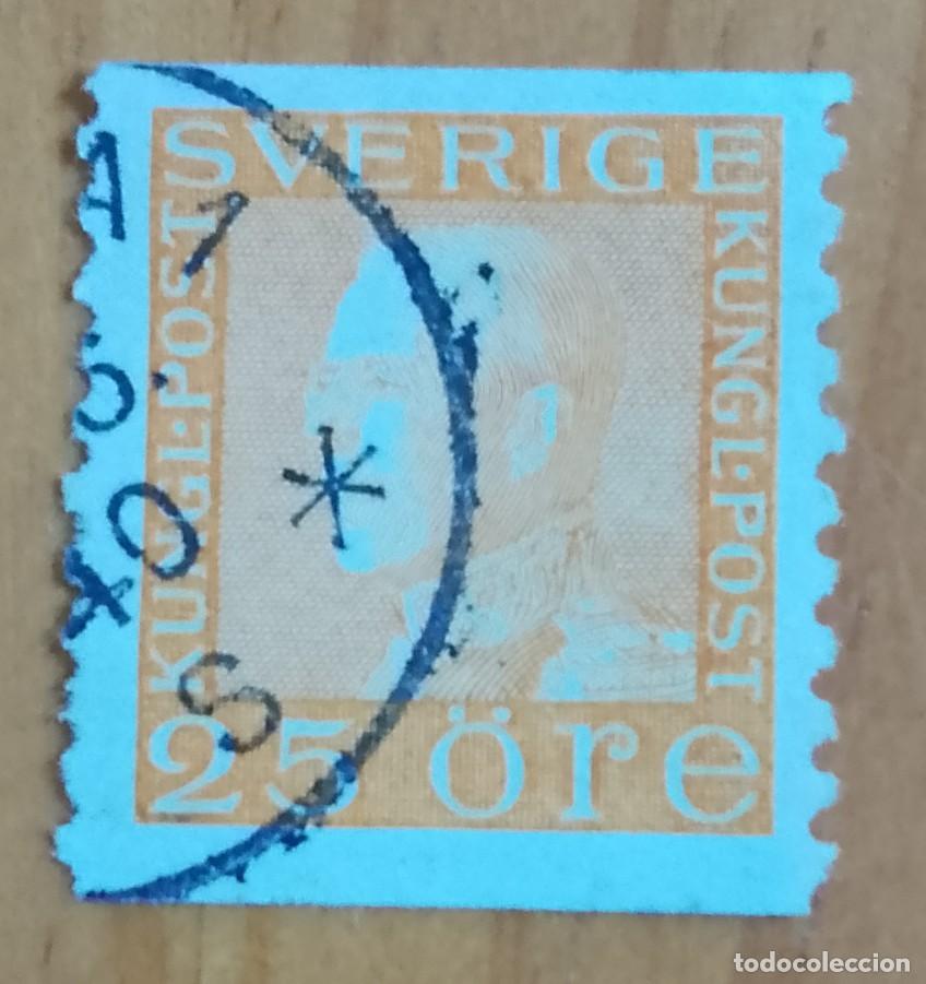 Sellos: SUECIA - V/F 25 &Ouml;RE - A&Ntilde;O 1921 - MONARQU&Iacute;A, REY GUSTAVO V - VER DESCRIPCI&Oacute;N