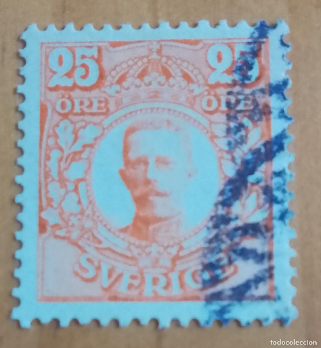 Sellos: SUECIA- 25 ORE - A&Ntilde;O 1911 - MONARQU&Iacute;A, REY GUSTAVO V