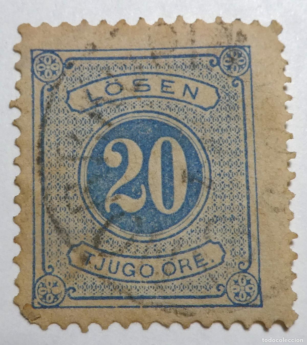 Sellos: Sello postal de SUECIA 1874, 20 ore