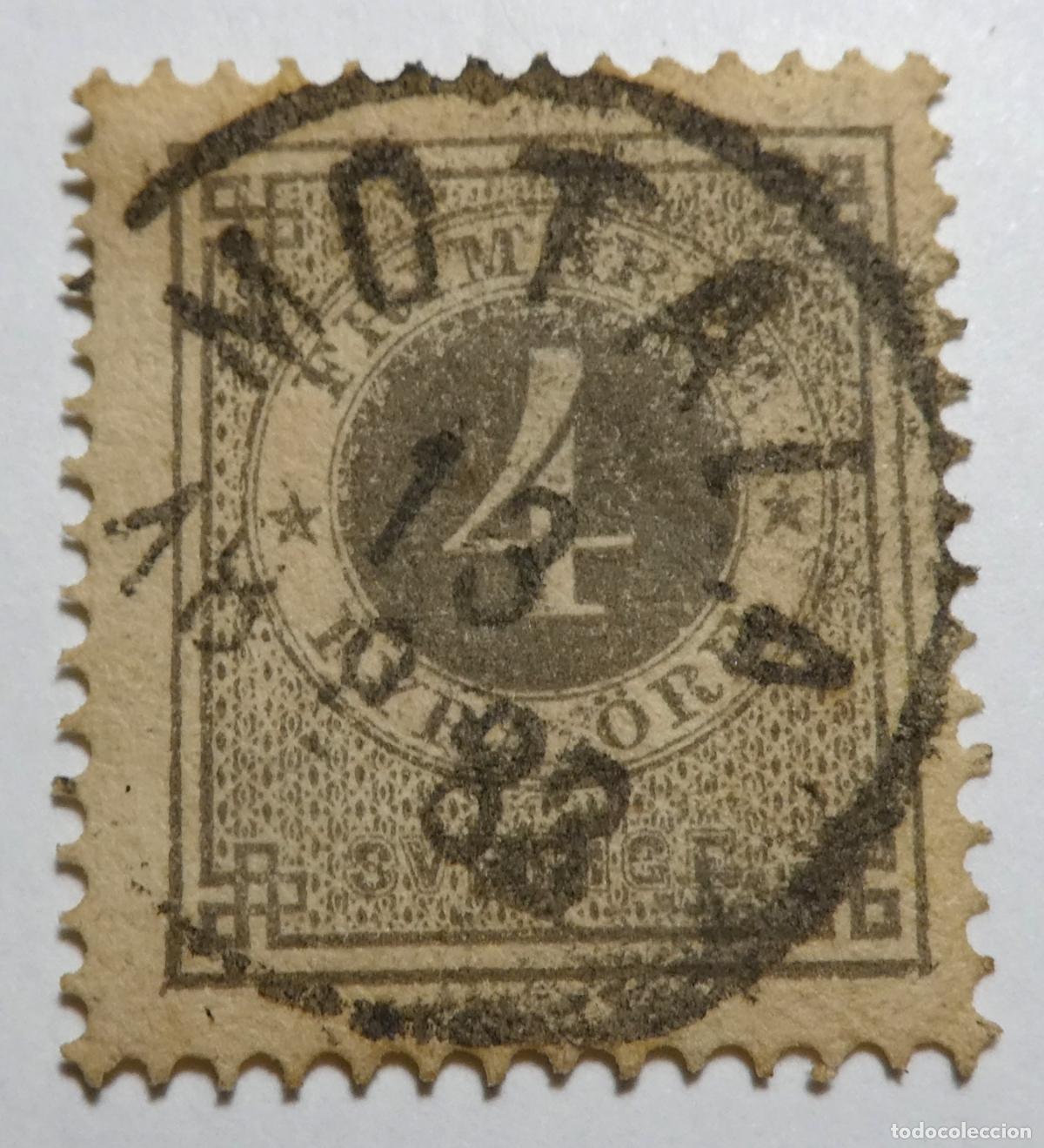 Sellos: Sello postal de Suecia 4 &ouml;re 1876