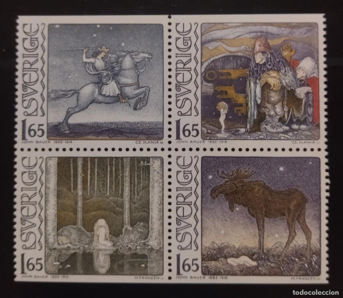 Sellos: SUECIA 1982 Centenario del nacimiento del ilustrador John Bauer. Yvert: 1160-63. NUEVO - MNH