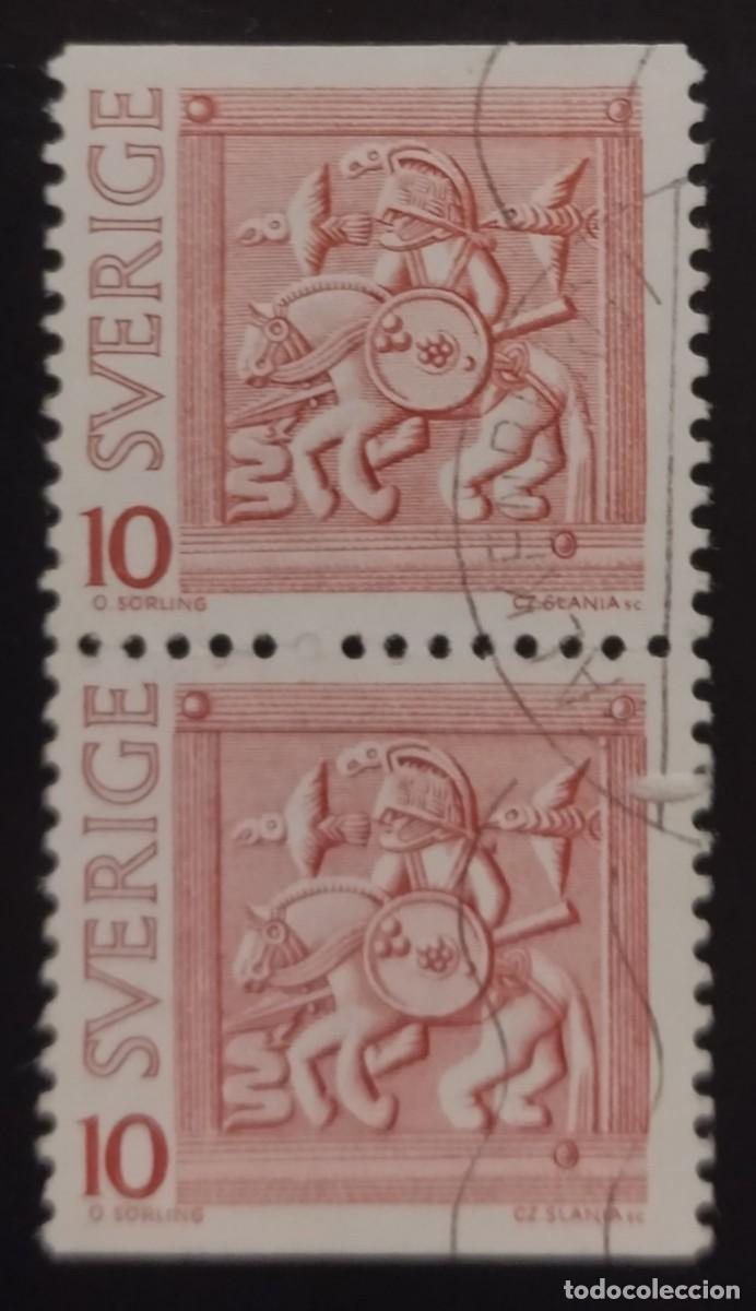 Sellos: SUECIA 1975 Hallazgos Arqueol&oacute;gicos. Yvert: 828. PAREJA - USADO.