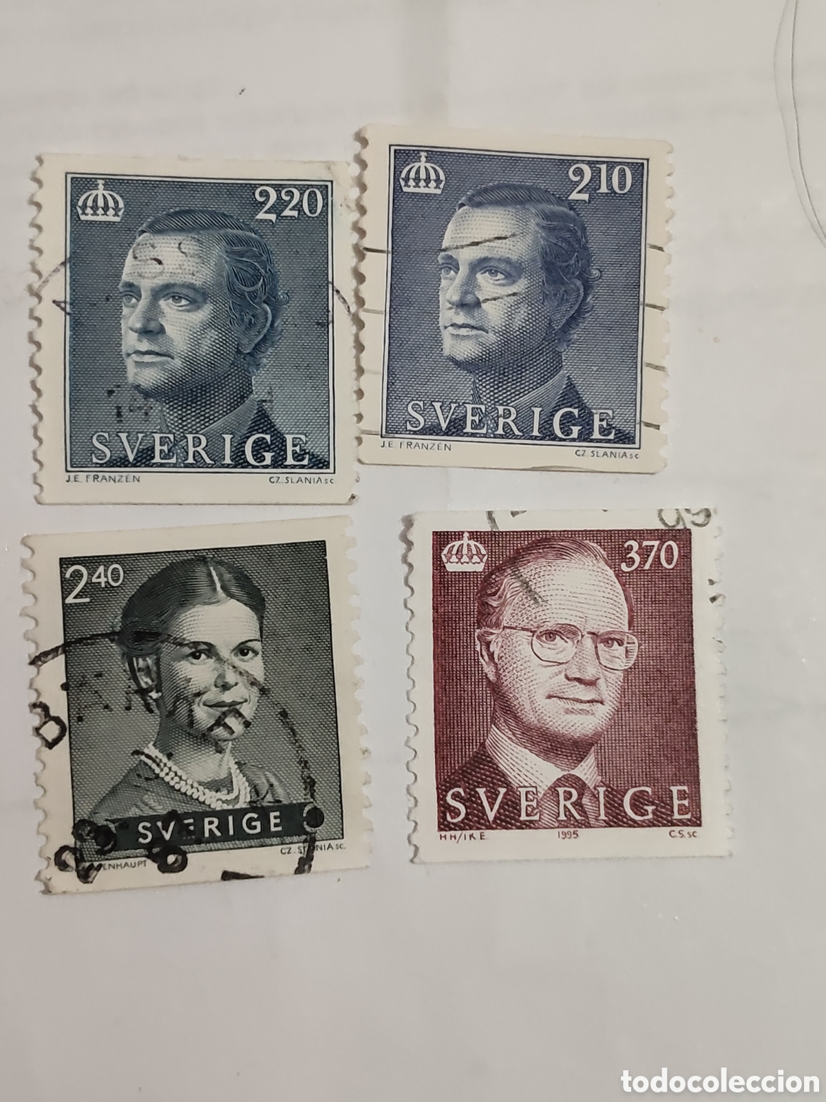 Sellos: 4 Sellos de Suecia Rey Carlos Gustavo y su esposa Reina Silvia 1984-1995