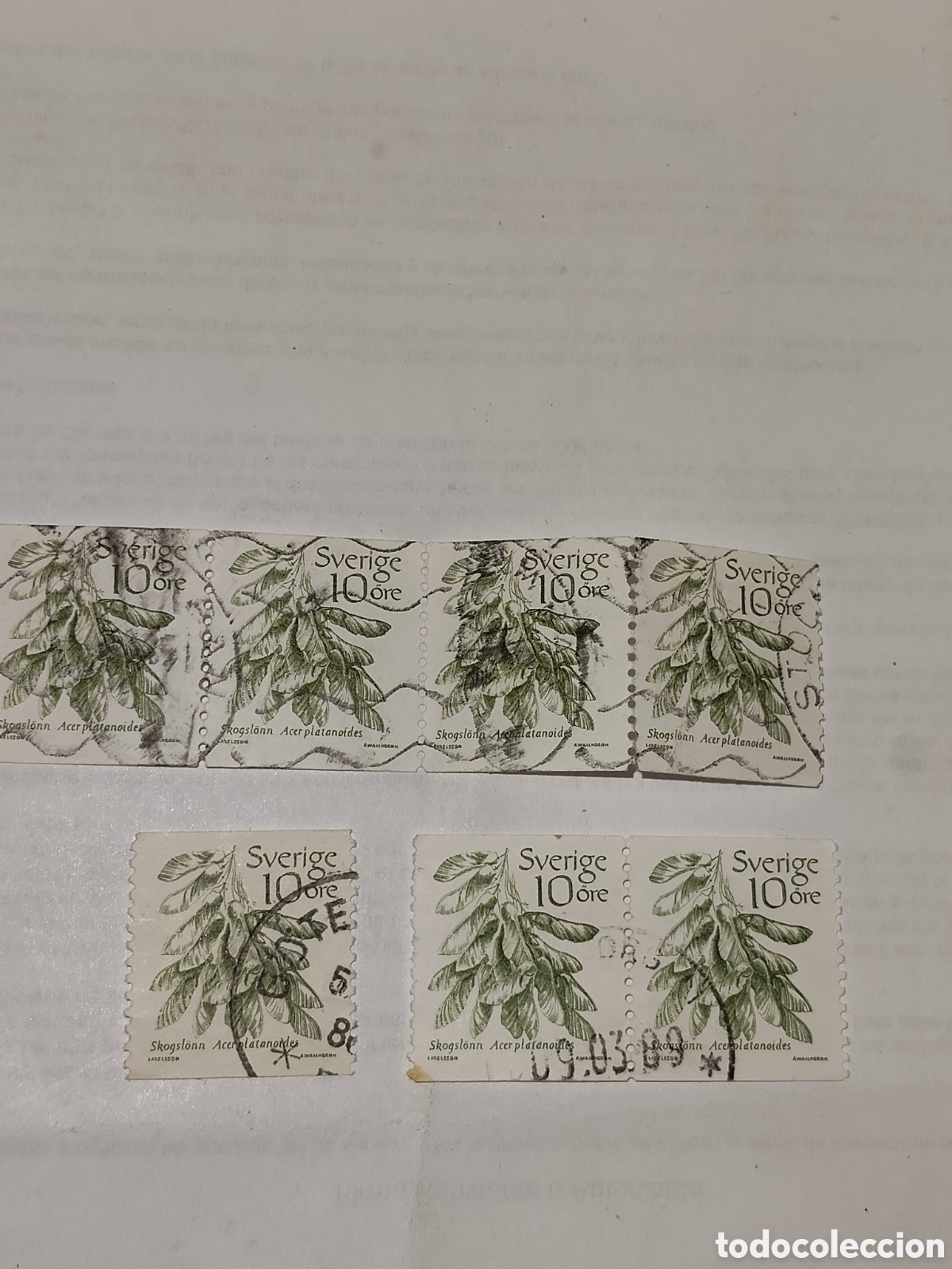 Sellos: 7 sellos de Suecia Flora Arce real o arce noruego 1983