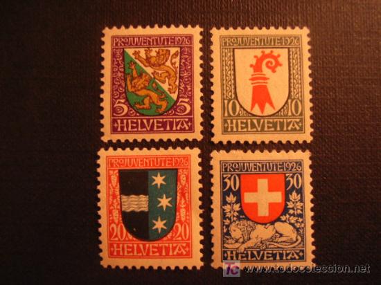 Stamps: N&ordm; YVERT 222/5*** A&Ntilde;O 1926. PRO JUVENTUD. ESCUDOS DE CANTONES.