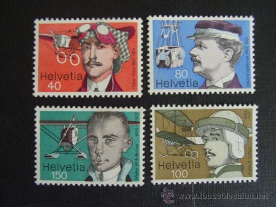 Stamps: N&ordm; YVERT  1017/0*** A&Ntilde;O 1977 PIONEROS SUIZOS DE LA AVIACION