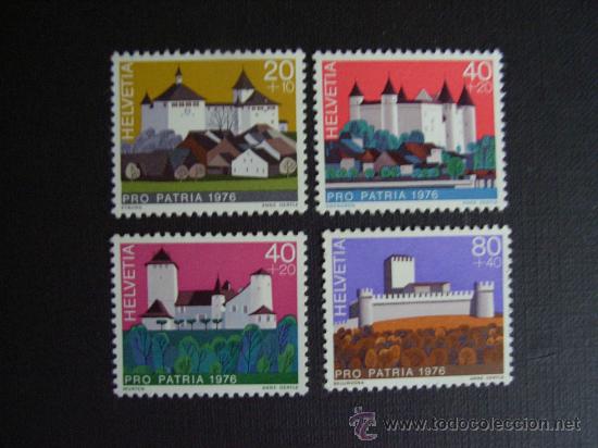 Timbres: N&ordm; YVERT 1005/8*** A&Ntilde;O 1976  PRO PATRIA. CASTILLOS SUIZOS