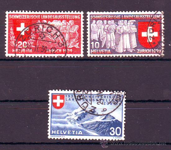 Briefmarken: SUIZA.A&Ntilde;O 1939.-335/337.SERIE COMPLETA USADA.VALOR CATALOGO:3,70