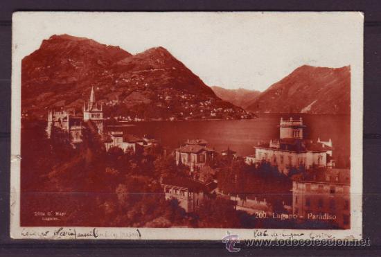 Stamps: ANTIGUA POSTAL SUIZA.CIRCULADA A FRANCIA.LUGANO=PARADISO.VER FOTO ADICIONAL.