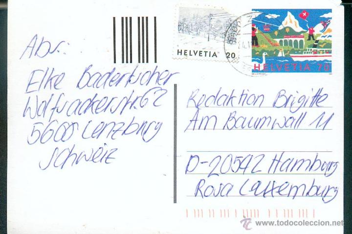Sellos: SUIZA - ENTERO POSTAL DE 1998 - Foto 1