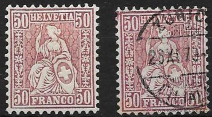 Sellos: SUIZA YVERT N&ordm; 48* Y 48 USADO - Foto 1