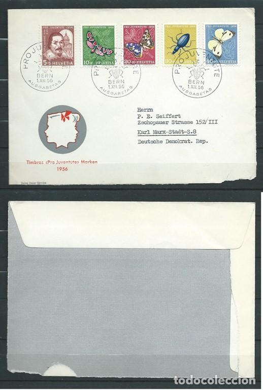 Timbres: Parte anterior de sobre de primer dia . Pro Juventud. 1956