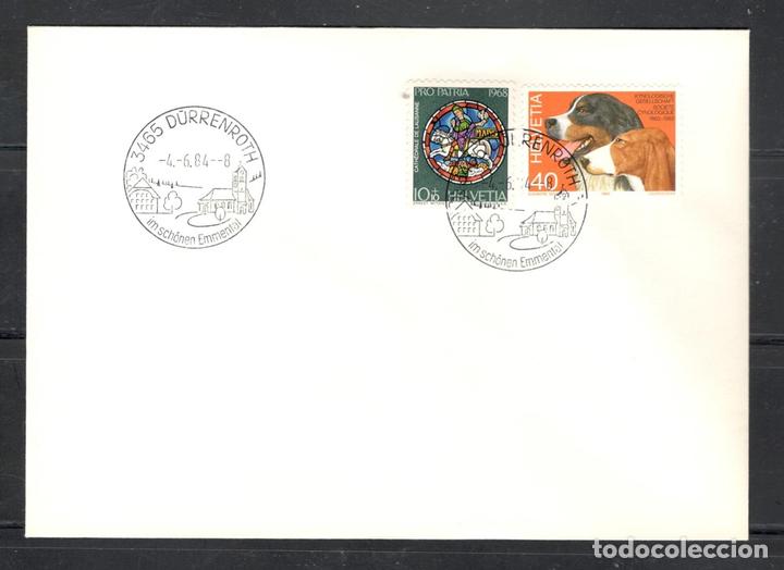 Selos: Carta postal,Suiza,1968 y 1983,matasellos especial,D&uuml;rrenroth,Yvert 807 y 1184