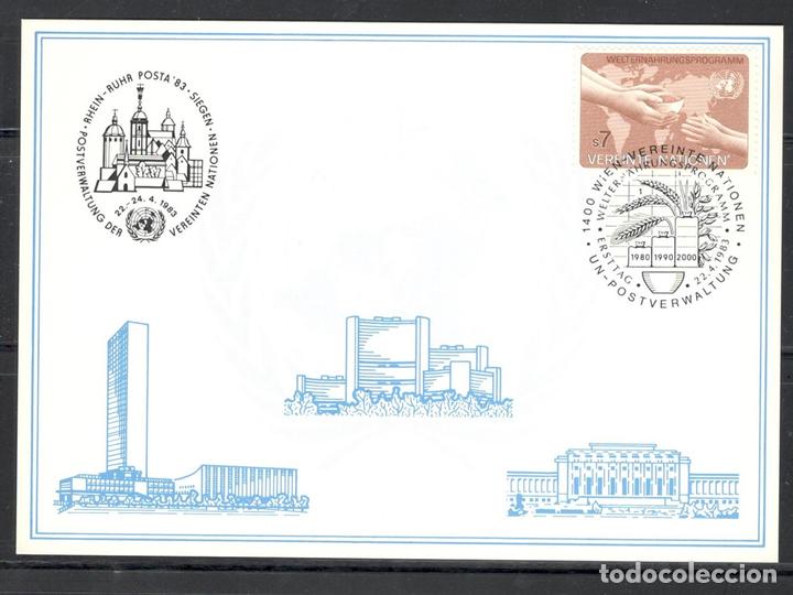 Sellos: Naciones Unidas,United nations,Nations Unies,1983,Bur&oacute; de Viena,Yvert 33,Cartograf&iacute;a,mapas,vidrio,ce