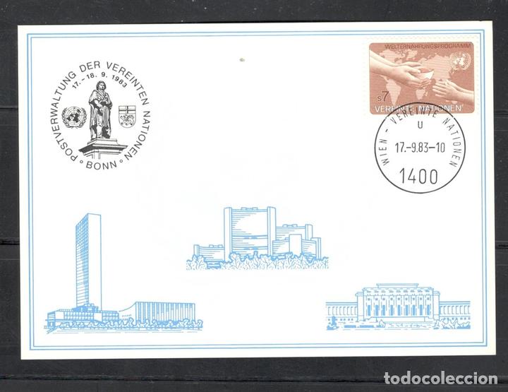 Sellos: Naciones Unidas,United nations,Nations Unies,1983,Bur&oacute; de Viena,Yvert 33,Cartograf&iacute;a,mapas,vidrio,ce