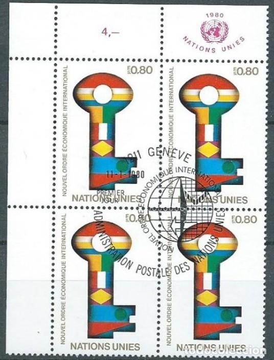 Francobolli: Naciones Unidas,Ginebra,1980,yvert 88,matasellos especial,MNH**,Orden econ&oacute;mico internacional