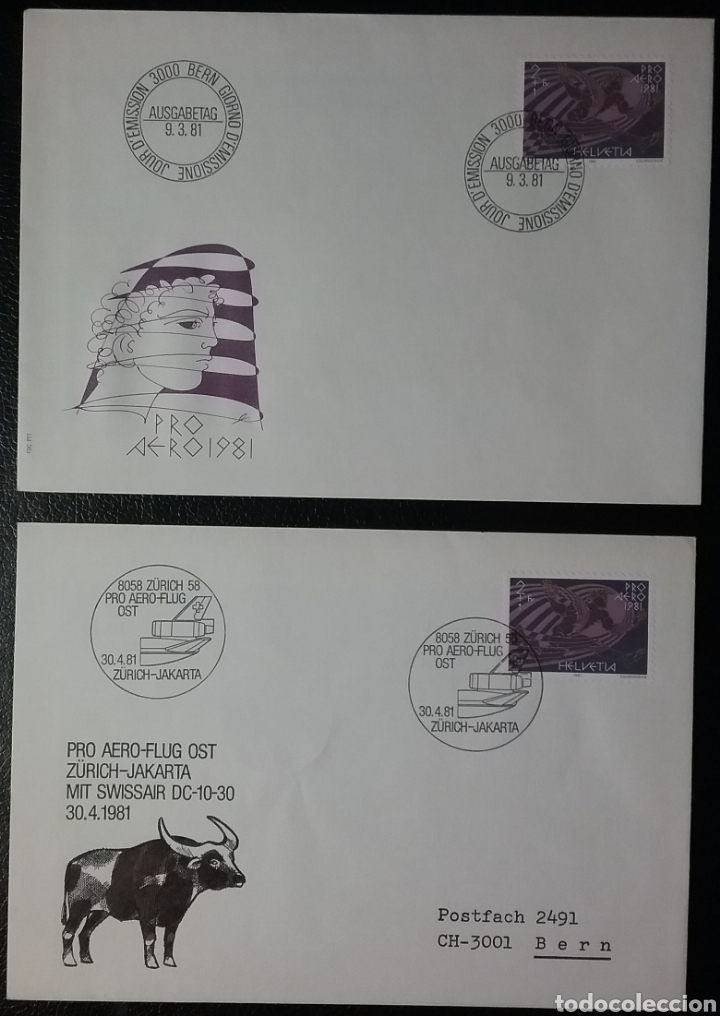 Sellos: Sobres de Suiza Pro-A&eacute;reo, 1981 - Foto 1