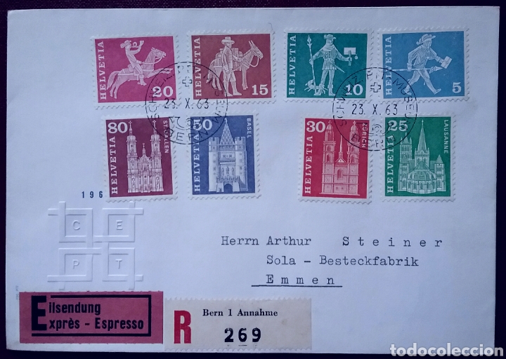 Sellos: Sobre de Suiza 1963, Europa - Foto 1