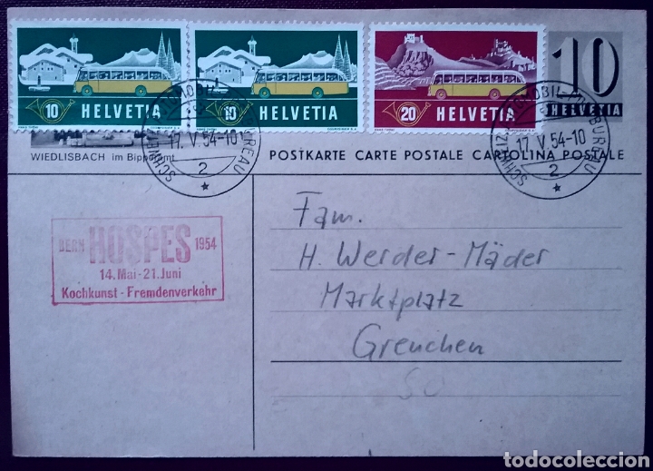 Sellos: Carta Postal Suiza 1954 - Foto 1