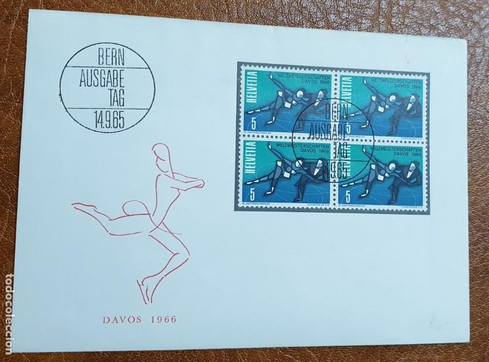 Sellos: SOBRE 4 SELLOS DAVOS 1966 BERN - Foto 1