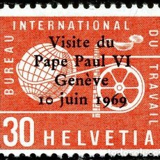 Sellos: SUIZA 1969 SERVICIO IVERT 436 *** VISITA DEL PAPA PABLO VI A GINEVRA