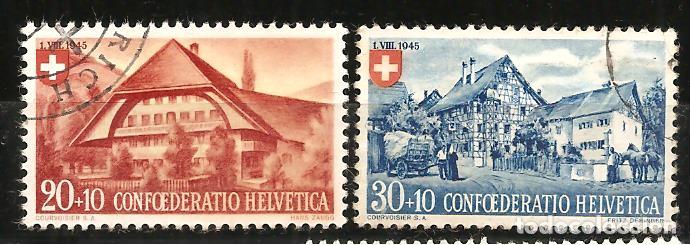 Sellos: SUIZA, YVERT 421/2, MATASELLADO - Foto 1