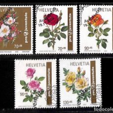Sellos: SUIZA, 2002 YVERT Nº 1734 / 1738, FLORES. Lote 352547449