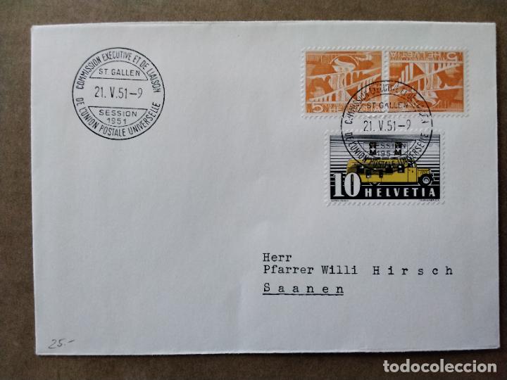 Francobolli: ST GALLEN SUIZA 1951 UPU CIRCULADA A SAANEN SELLOS INVERTIDOS