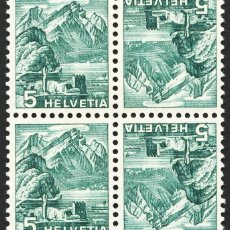 Sellos: SUIZA, SELLOS, PAISAJES, LE PILATE, 1936, BLOQUE DE 4, TETE BECHE