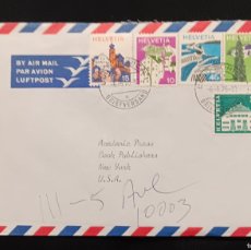Sellos: DM)1976, SWITZERLAND, LETTER SENT TO U.S.A, AIR MAIL, WITH STAMPS, LANDSCAPES, WERTHENSTEIN, LES GRI