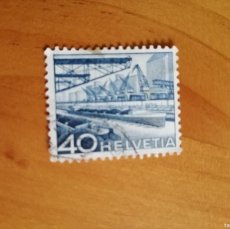 Sellos: SUIZA, HELVETIA - V/F 40 - AÑO 1949 - INGENIERIA, PAISAJES: PUERTO DEL RIO, BASILEA - YV 489
