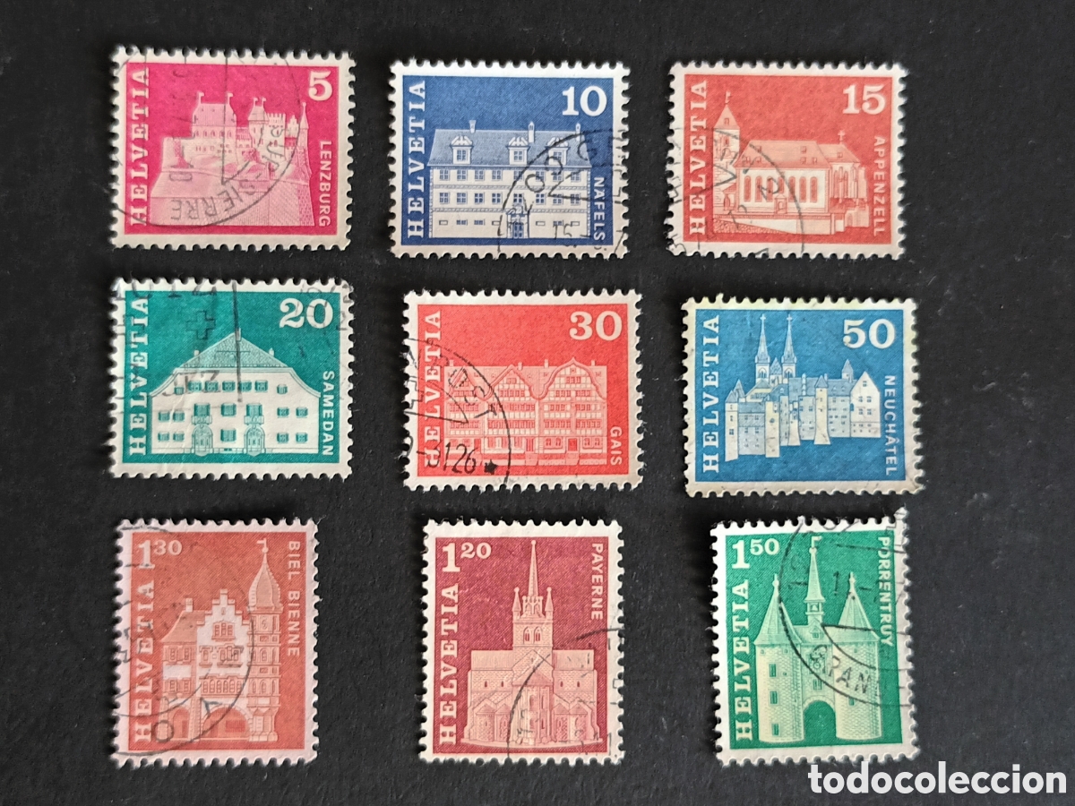 Sellos: SUIZA. 1968. EDIFICIOS. YT 815/823. USADOS. COMPLETA. - Foto 1