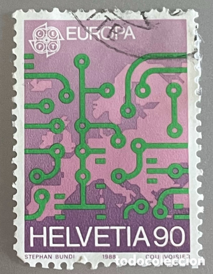 Sellos: Suiza. Europa. Transportes y comunicaciones. 1988 - Foto 1