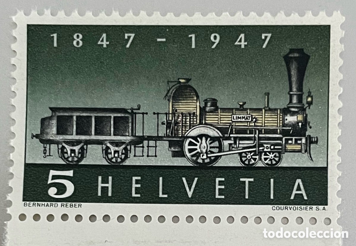 Sellos: Suiza. Centenario ferrocarriles. 1947 - Foto 1