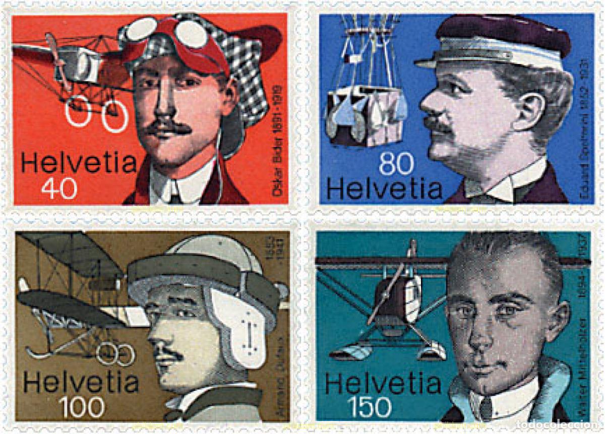 Sellos: 91346 MNH SUIZA 1977 AVIACION PIONERA.