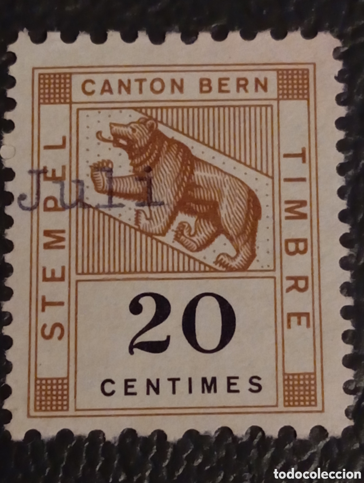 Sellos: Sello Fiscal Suiza Cant&oacute;n Berna 1934 - 20 cts - Cat. Forbin CH-BE